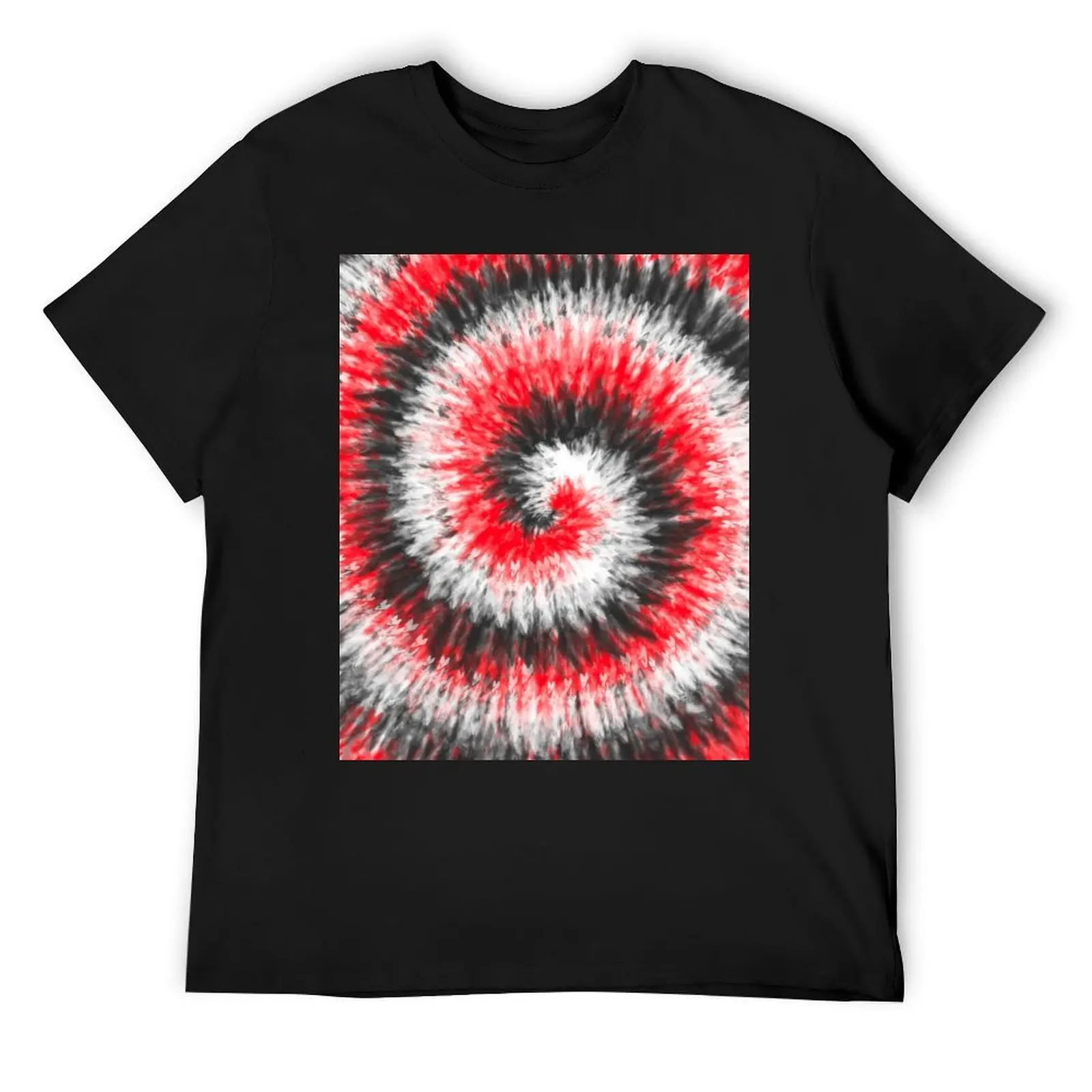 Red and Black Tight Spiral Tie Dye T-Shirt Blouse vintage shirts graphic T-shirt men