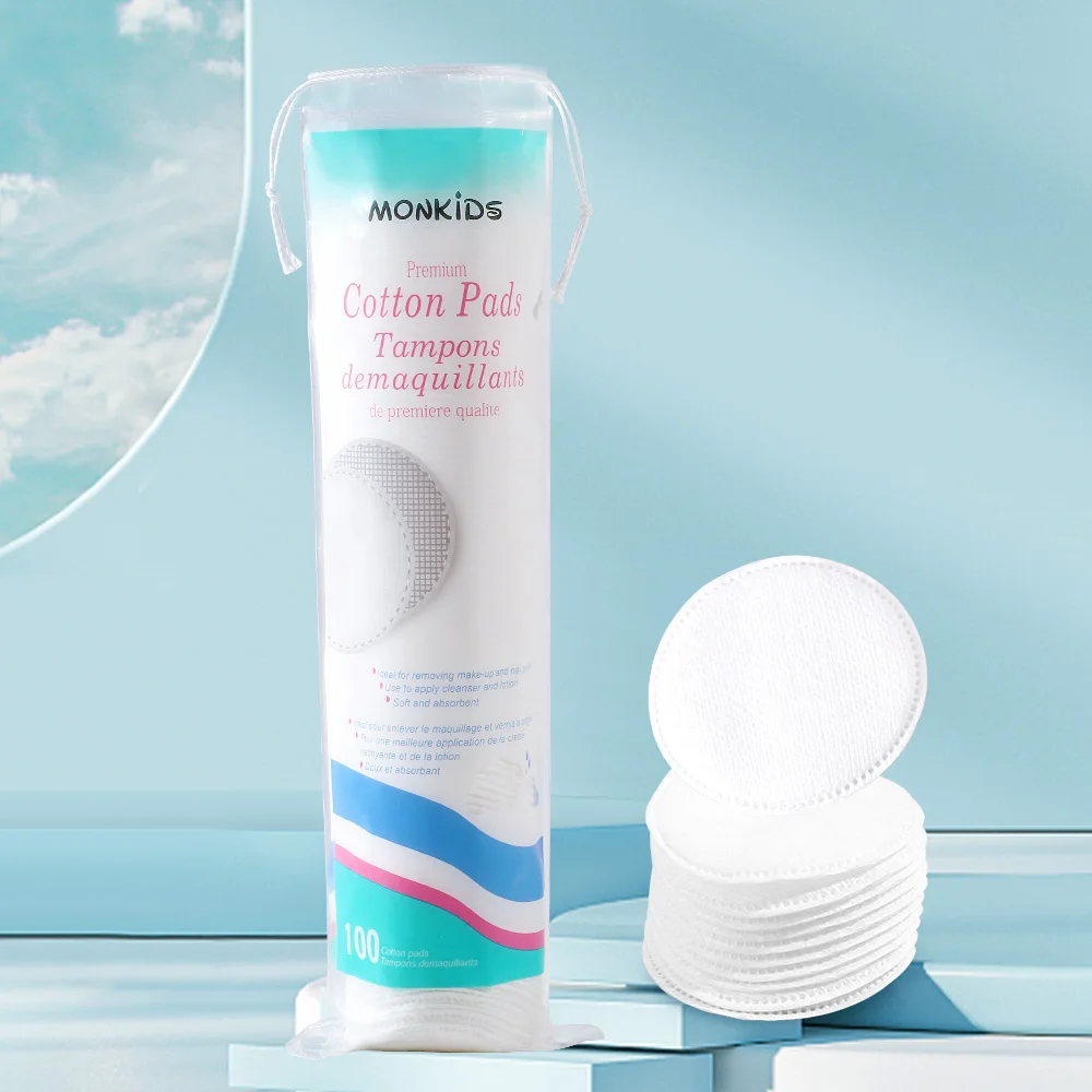 

100 U.S. Soft and breathable circular makeup removal pads, cotton pads with double-sided texture used for daily facial cleansing