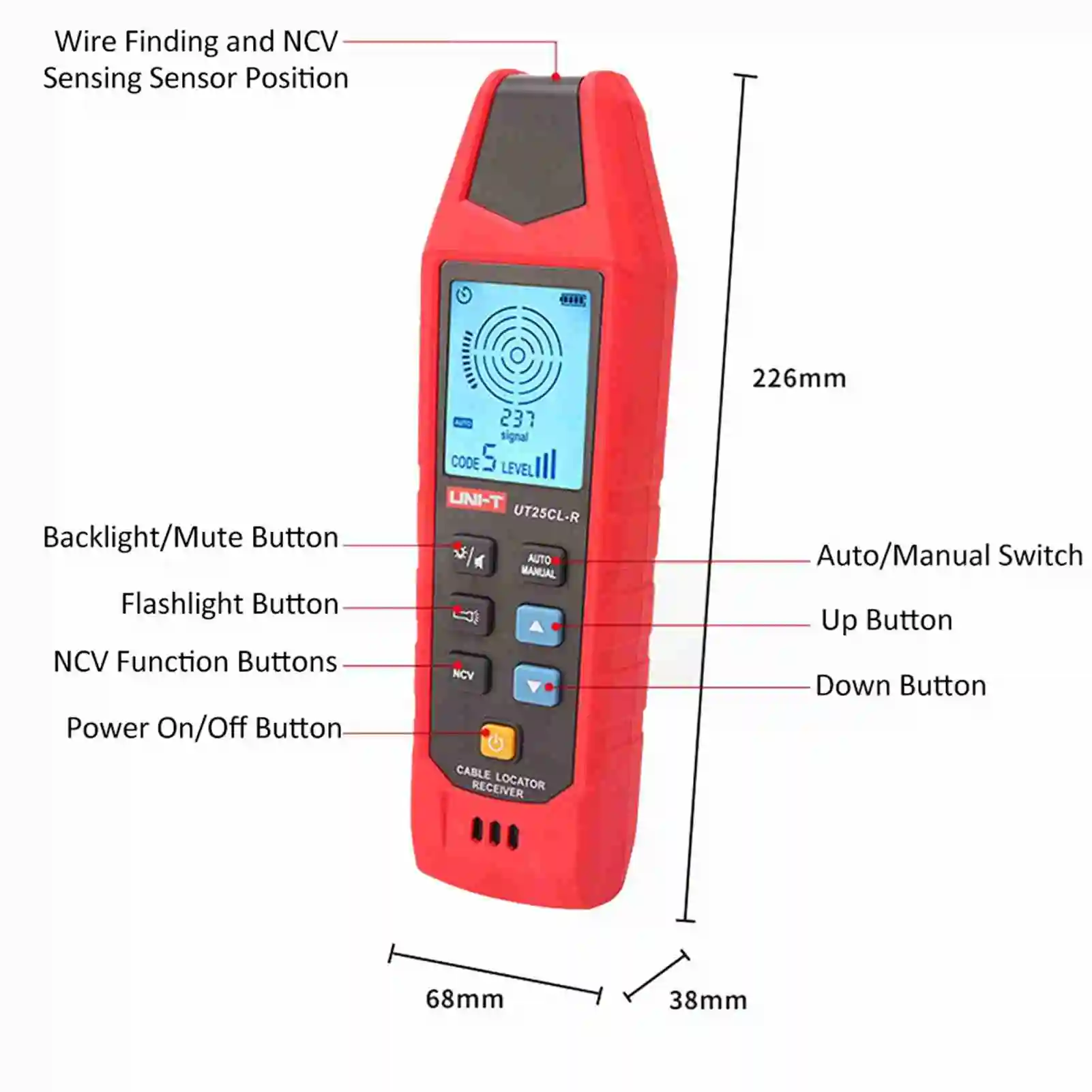 UNI-T UT25CL Cable Detector in the Wall Electric Scanner Underground Cable Locator Wire Tracker Professional Hidden Lines Finder