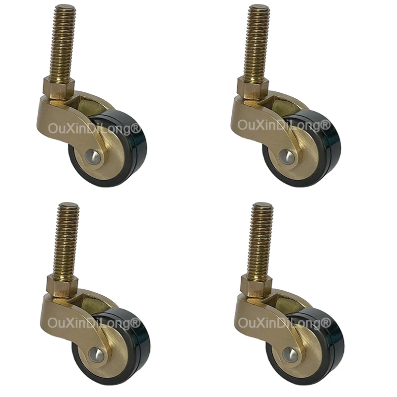 

4PCS Chinese 1" Cast Brass+Rubber Furniture Caster Wheel Strong Sofa Table Chair Leg Screw Castors Universal Wheel CD167