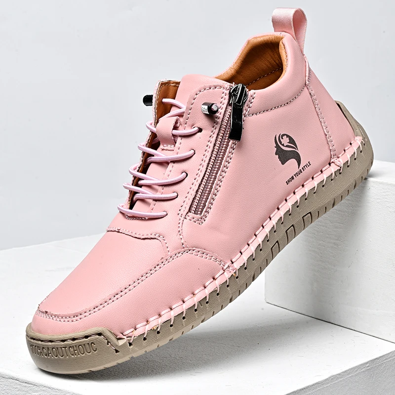 

Women's Fashion Ankle Boots Business Outdoor Shoes Handmade Leather Casual Shoe Soft Homme Classic Ankle Non-slip Flats Moccasin