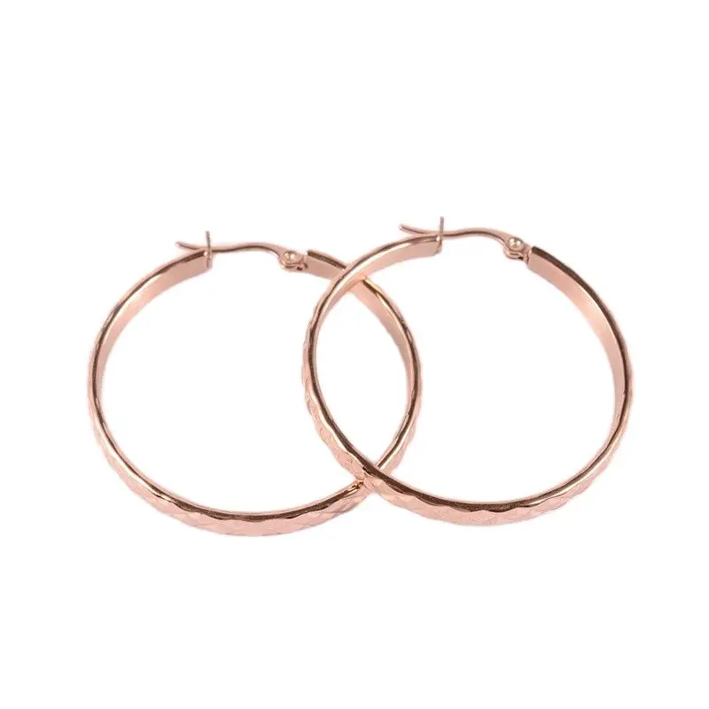 Kissitty 1 Pair Rose Gold Color Stainless Steel Hoop Earrings For Women Hypoallergenic Earrings Jewelry Findings Gift