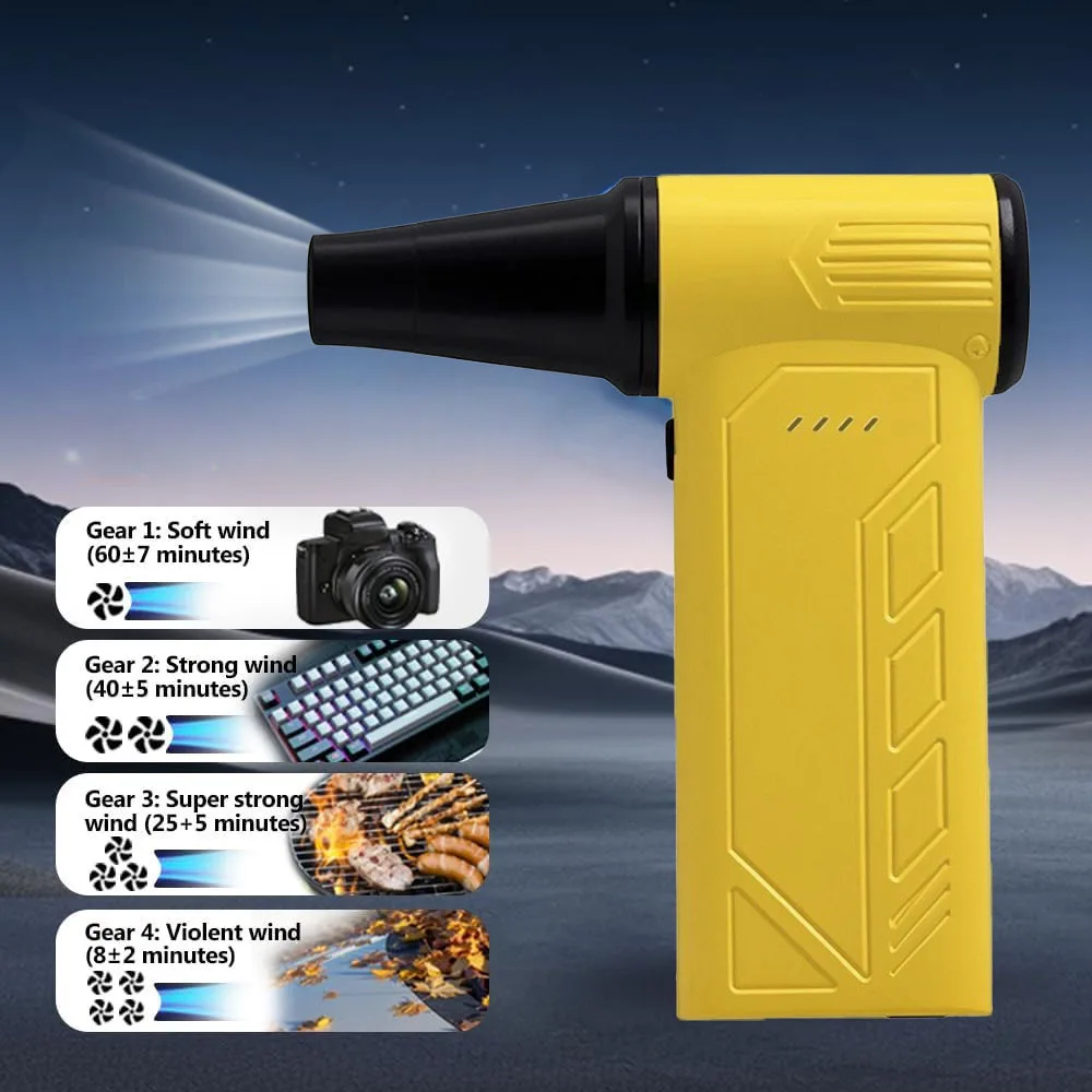Turbo Jet Fan Spolverino elettrico portatile 100000 giri/min Strumento per soffiare la pulizia Auto che soffia neve 4 marce ricarica di tipo C regolabile