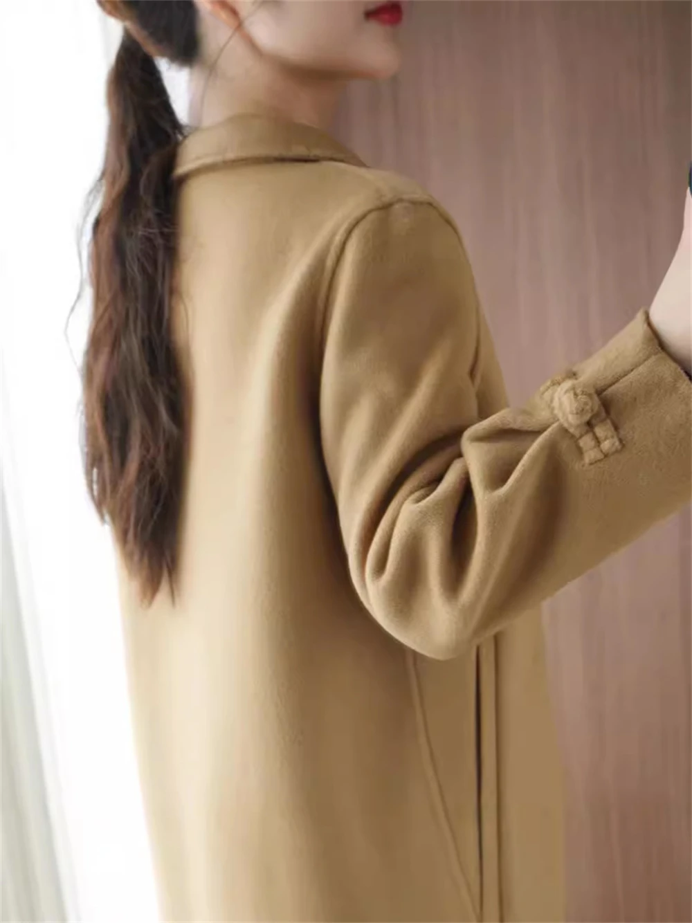 1pcs New Chinese Style Double-sided Cashmere Coat Women's Autumn Winter Doll Collar Short Temperament Elegant Woolen Coat Gift