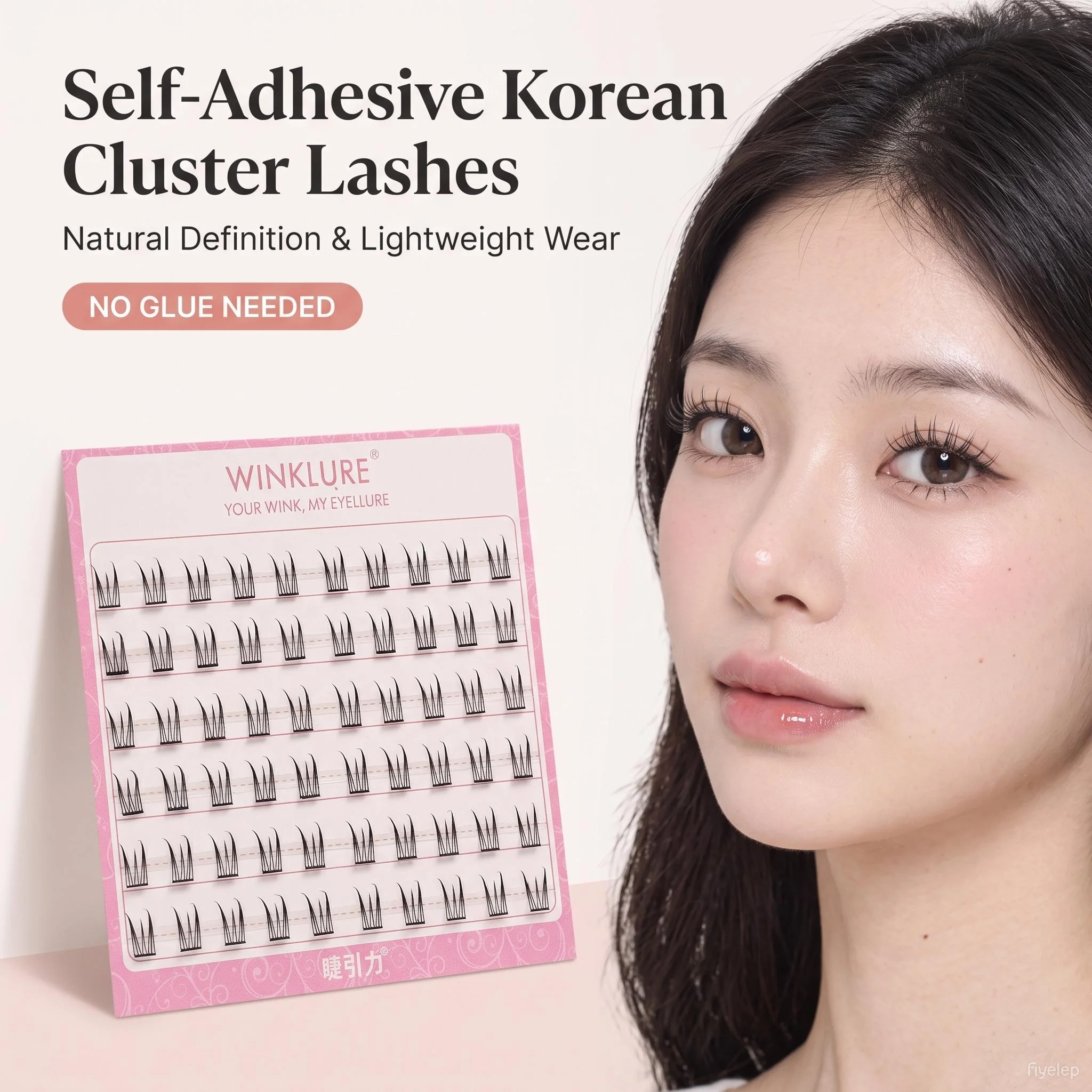 WINKLURE 96 Clusters Glue-Free Eyelashes Soft Fluffy Reusable 3D Design Natural Eye Look