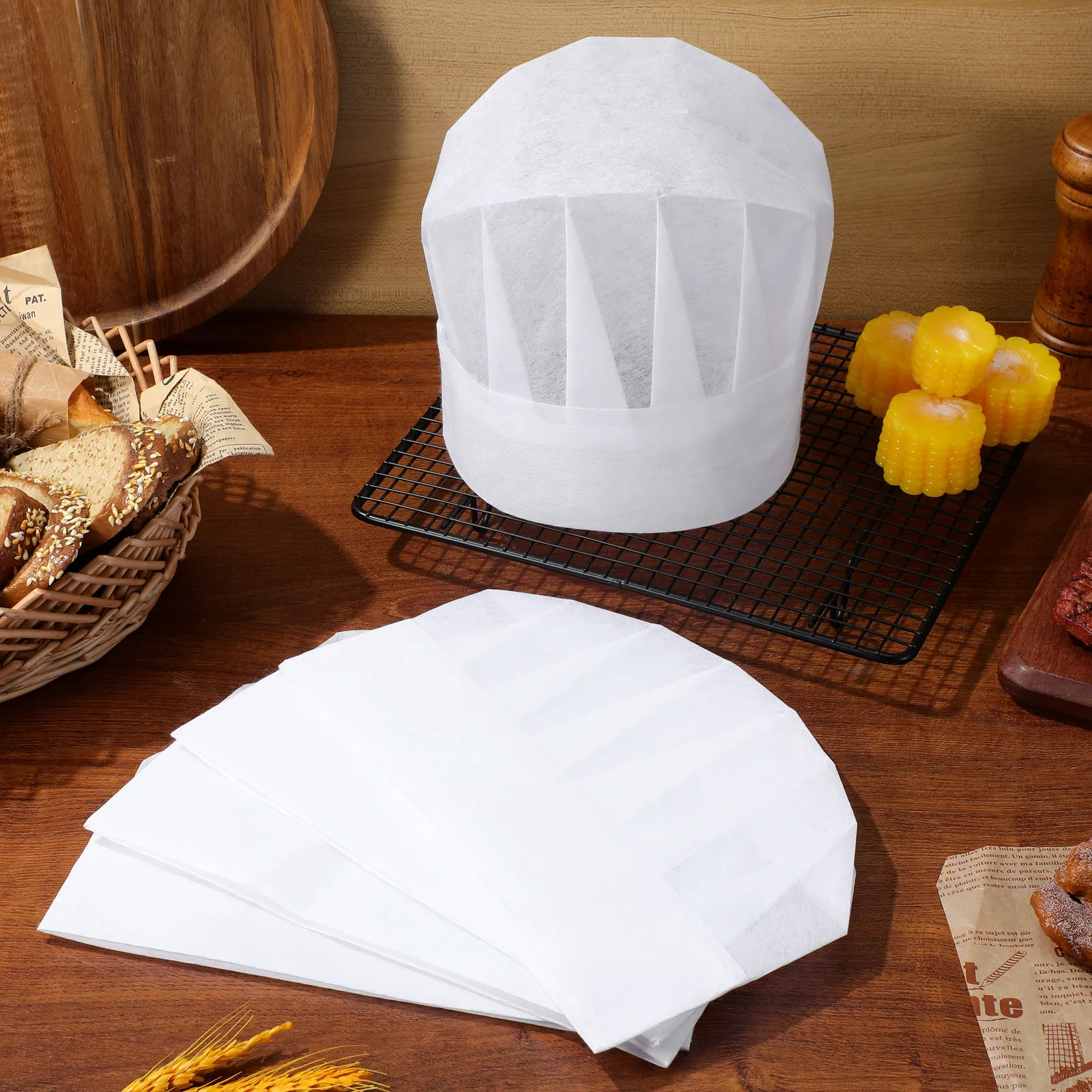 

20pcs Children Disposable Chef Hats Food Catering tool Lightweight Non-woven Fabric Kitchen Cooking Cap kids party supplies