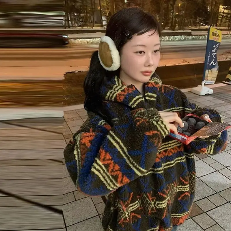 한국 커피색 플러시 접이식 귀마개 겨울 보온 야외 사이클링 스포츠 귀마개 여성용 귀덮개 겨울 액세서리