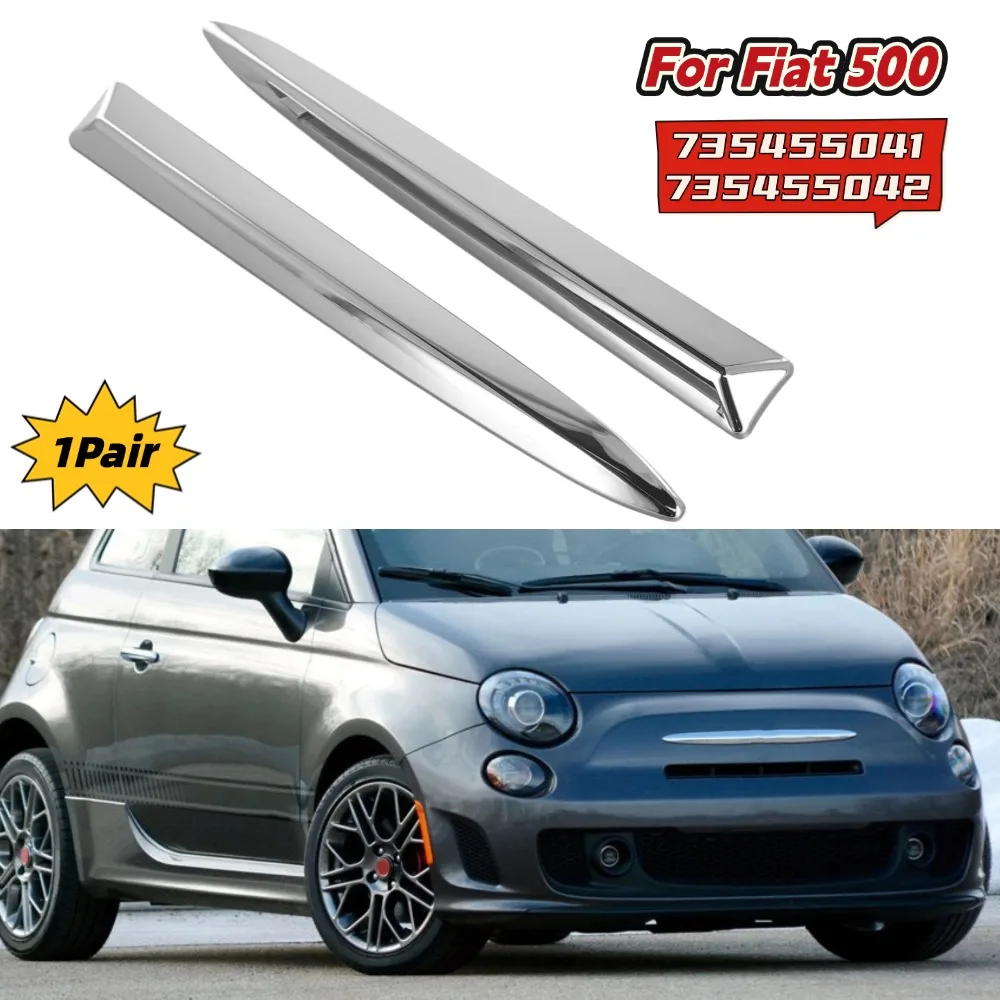 

For Fiat 500 2007-2015 Chrome Front Bumper Upper Grill Moulding Trim 735455041 735455042 Replacement Car Exterior Parts