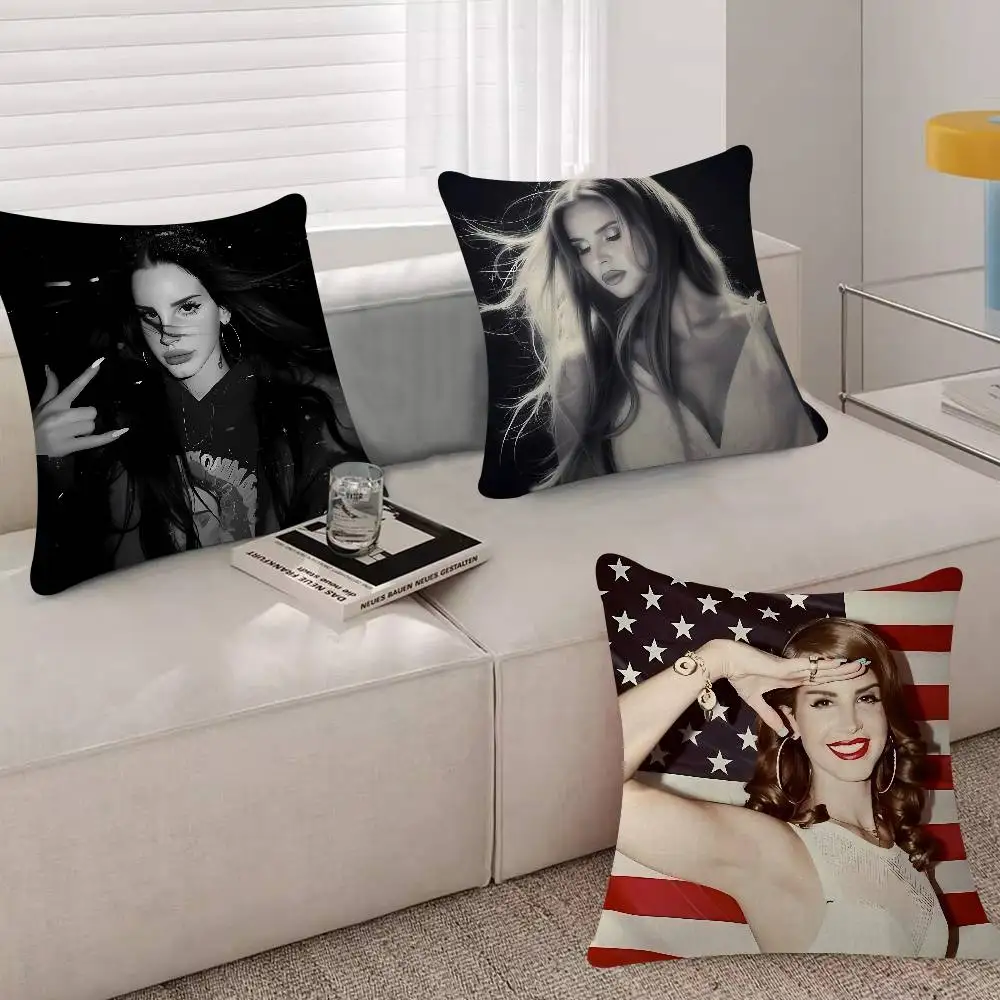 L-Lana D-Del R-Rey Singer 45*45cm Cushion Cover Cushion Covers Natural Linen Breathable Sofa Bedroom Decor Pillowcase
