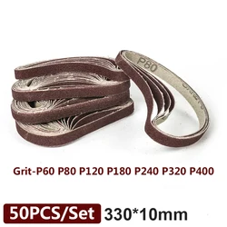 50PCS/set 330*10mm Sand Belt For Polishing Wood Soft Metal With60-600 Sand Belt For Belt Sanding Machine