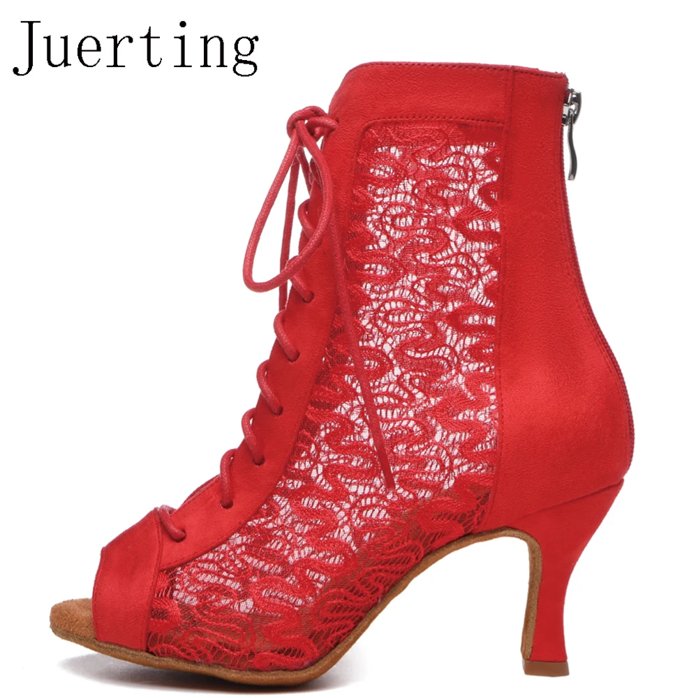 Juerting Breathable mesh Heels Modern Jazz Dance Latin cha-cha rumba salsa comfortable soft-soled dance boots