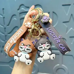 Lucifer cat male and female couple new cute and funny creative cartoon three-dimensional doll keychain bag decoration pendant