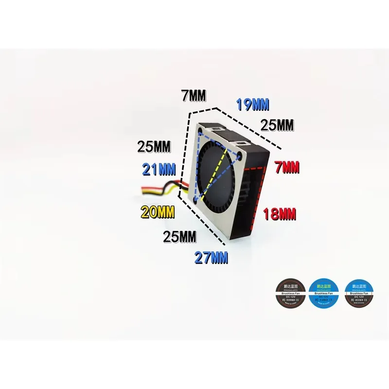 pa 25*25*7mm  Silent 2507 Turboblower 2.5CM Speed Measuring Hydraulic Bearing 5V 3D Printer Cooling Fan