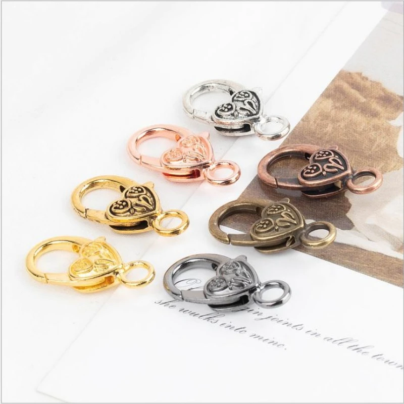 

10pcs/lot 27MM Lobster Clasp Hooks Heart Keychain Clasps Bracelet Chain Accessory for Jewelry Making Components