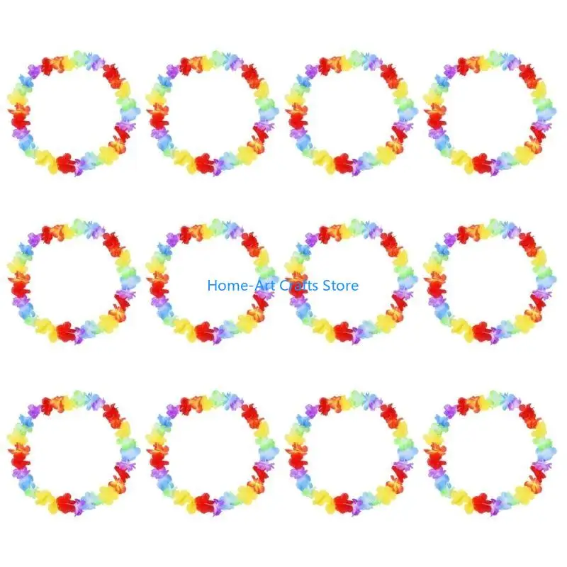 Y3NA 12Pcs Hawaiian Leis Hawaiian Theme Party Decorations Colorful Hawaiian Leis Necklaces for Wedding Holiday Beach Party