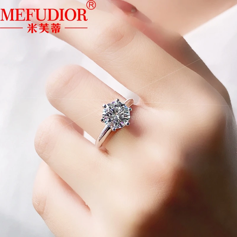 PT950 Platinum Colour 6 Claws Classic Rings 1CT-5CT D VVS Moissanite Diamond Brands for Women Luxury Wedding Party Jewelry Gift