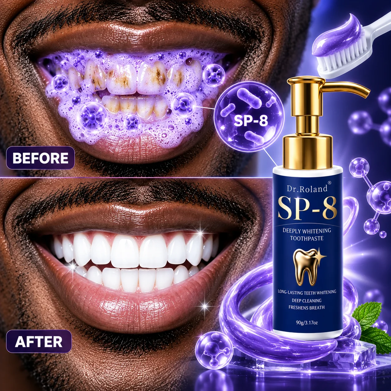Probiotic Toothpaste SP-8 Hydroxyapatite Enamel Care Deep Whitening Stain Removal Sensitive Teeth Fresh Breath Fluoride Free