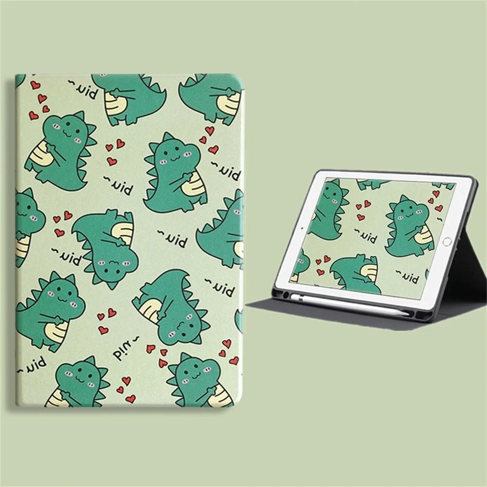 حافظة لجهاز ipad بشكل ديناصور لطيف مع حافظة حامل قلم رصاص لجهاز Apple Air 10.9 حافظة لجهاز iPad Pro 2020 حافظة لجهاز iPad 10.2 11 12.9in 2021 Mini