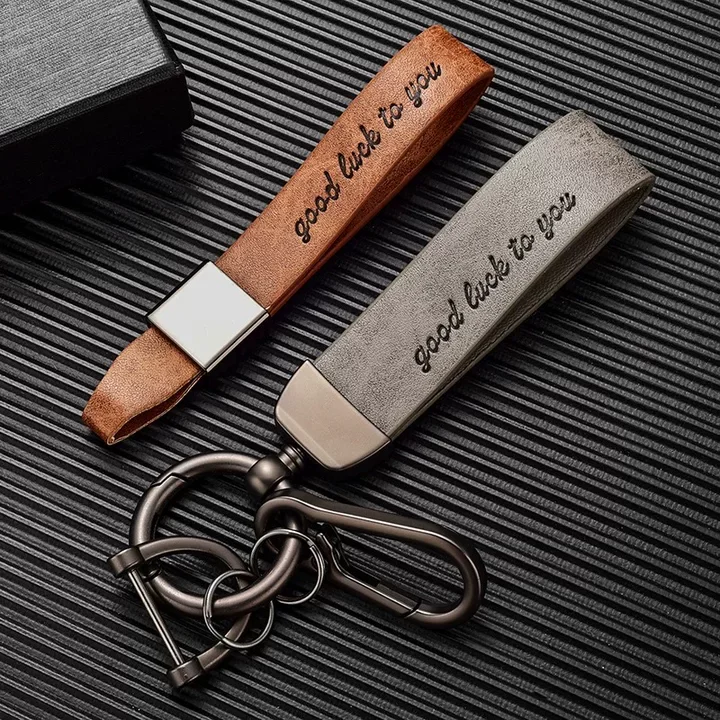 Laser Custom LOGO Vintage verfärbtes Leder Schlüsselanhänger für Männer Frauen gravierte Auto Schlüsselanhänger Halter personalisieren Unternehmen Schlüsselanhänger