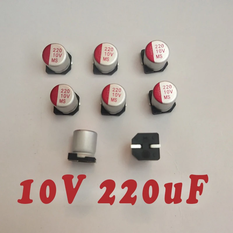(10 peças) 10v220uf 6.3x6mm 6x8mm smd capacitor de estado sólido/capacitor de polímero sólido 220uf 10v