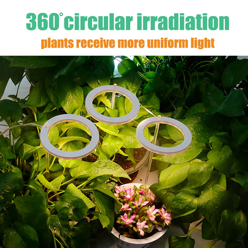 Angel Four Ring Growth Light 5V USB Plant Light LED Full Spectrum Indoor Plant Seedling Household Flower Seedling Light