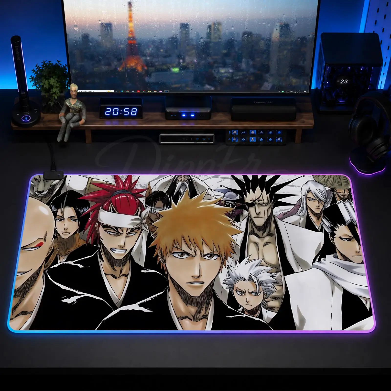 Bleach Mouse Pad Large Size LED Glowing Table Pad XXL Gaming Non-slip Rubber Mat With Backlight