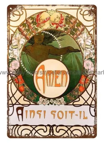 1899 Alphonse Mucha Le Pater Art Nouveau metal tin sign unique modern wall art