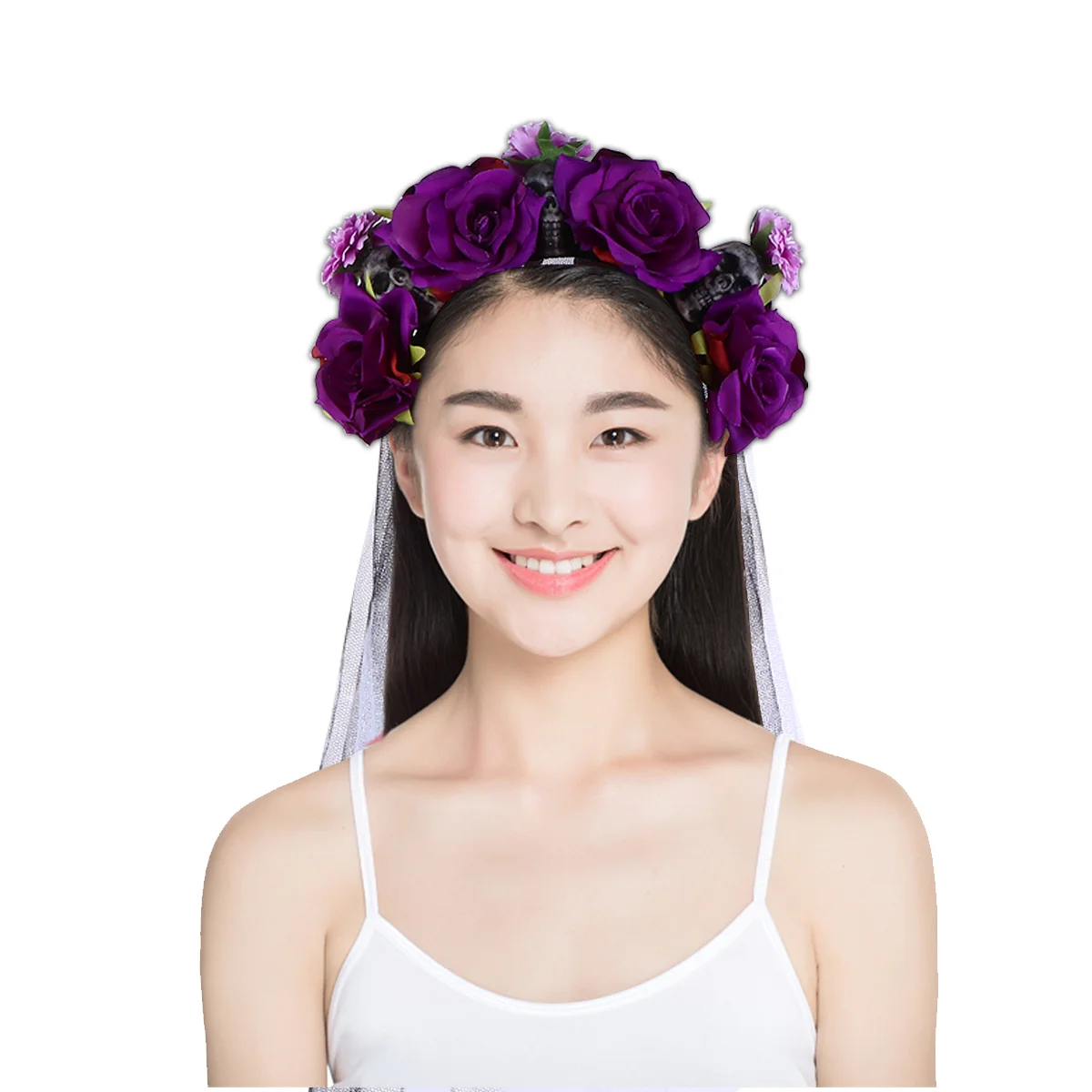 

Headgear Skull Headband Hair Bands Veil Flower Headpiece Costume Party Headdress Hairband