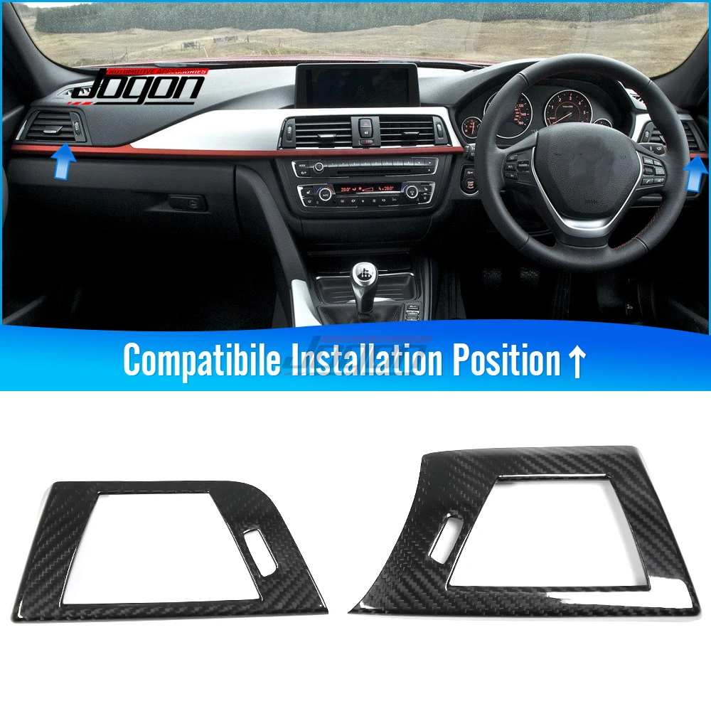 

2PCS Dry Carbon Fiber For BMW 3 Series F30 2013-2018 Car Interior Center Console Side Air Conditioning Vent Cover Sticker Trim