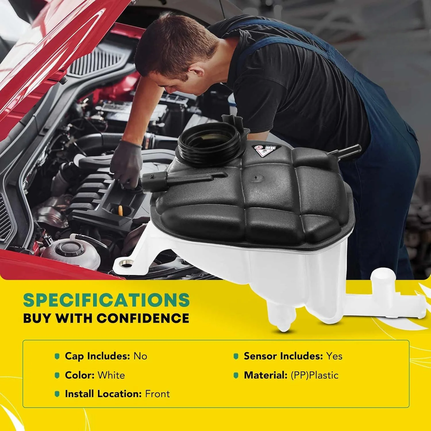 Engine Coolant Recovery Overflow Reservoir Expansion Tank W/O Pressurized Cap & Sensor For Benz W164 ML320 ML350 1645000049