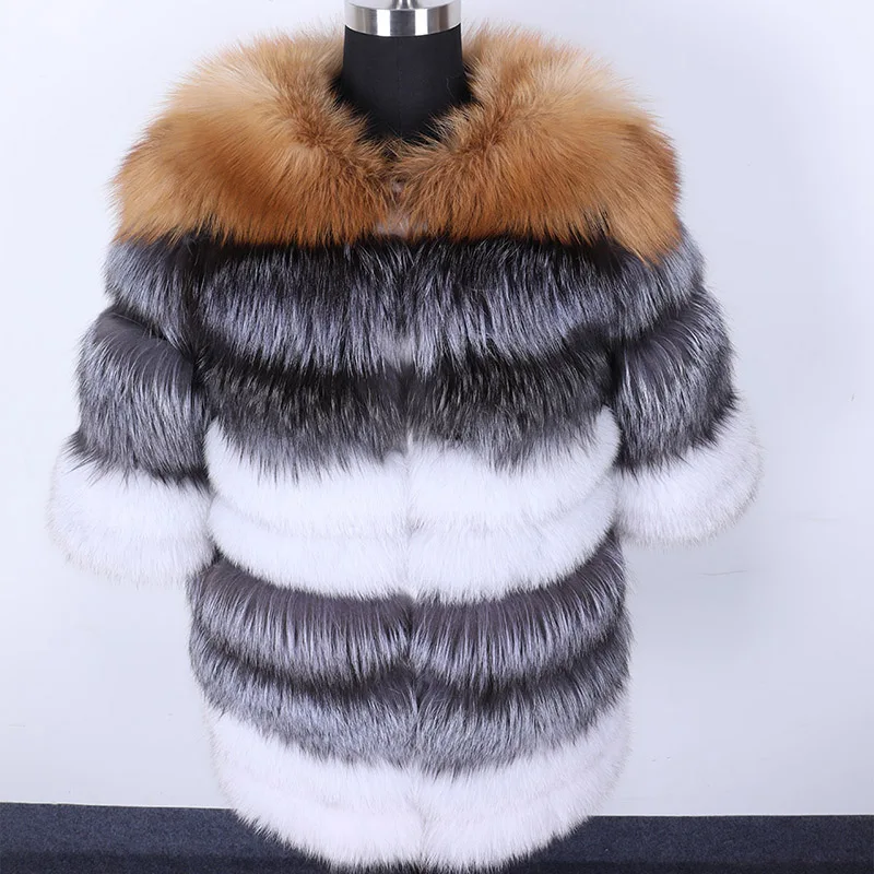 2020 thick outerwear real fur coat 100% natural fur jacket long female winter warm leather fox fur coat high quality fur vest