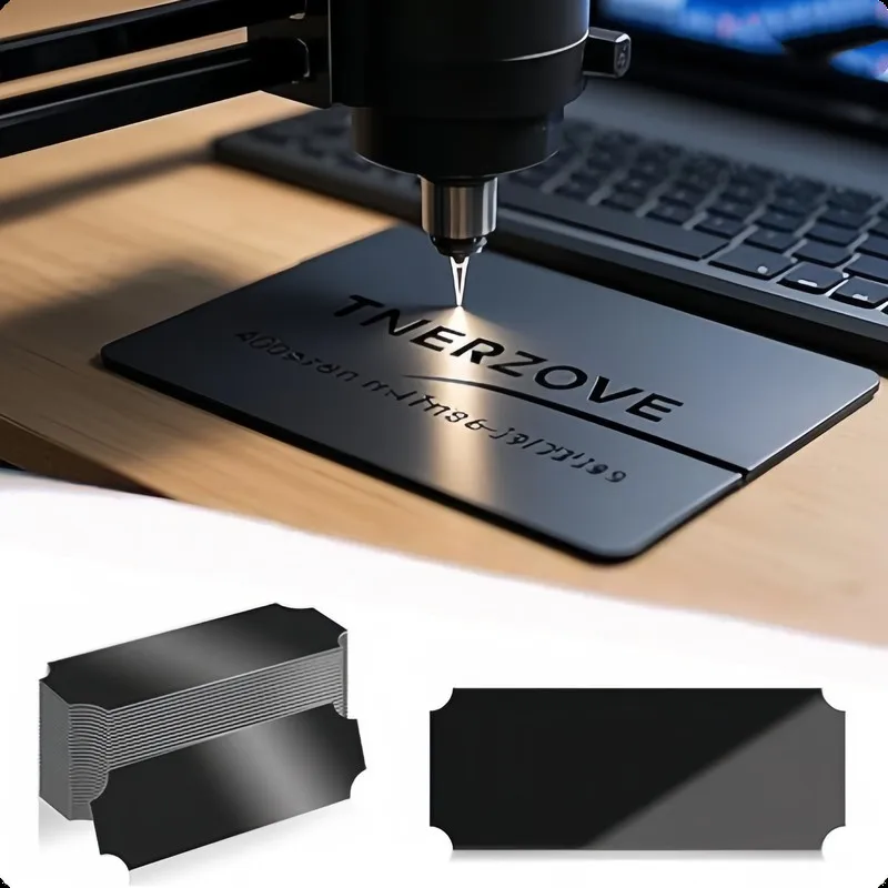 Blank Name Badges 8 pcs, Black Finish Surface, Durable Scratch Resistant, for Office Desk Labeling, Multipurpose