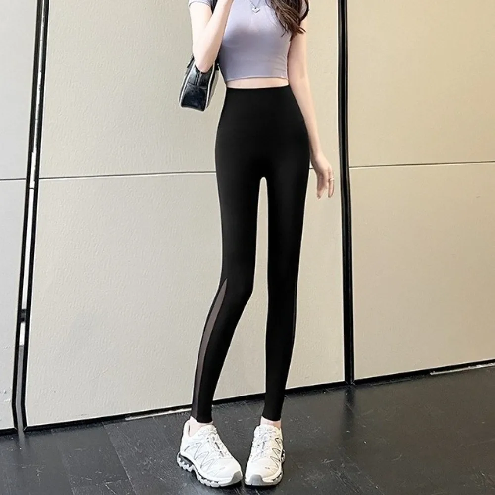 

Длинные брюки, сетчатые женские брюки из акульей кожи, ледяная кожа, девятидюймовые брюки-карандаш для йоги, утягивающие бедра, женские узкие брюки для девочек