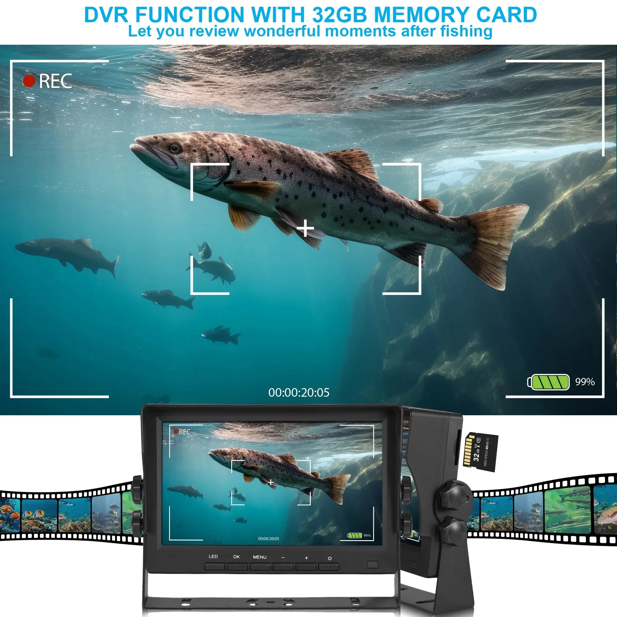 Premium Hot Selling Updated Underwater Fishing Cameras Fish Finder with Bracket