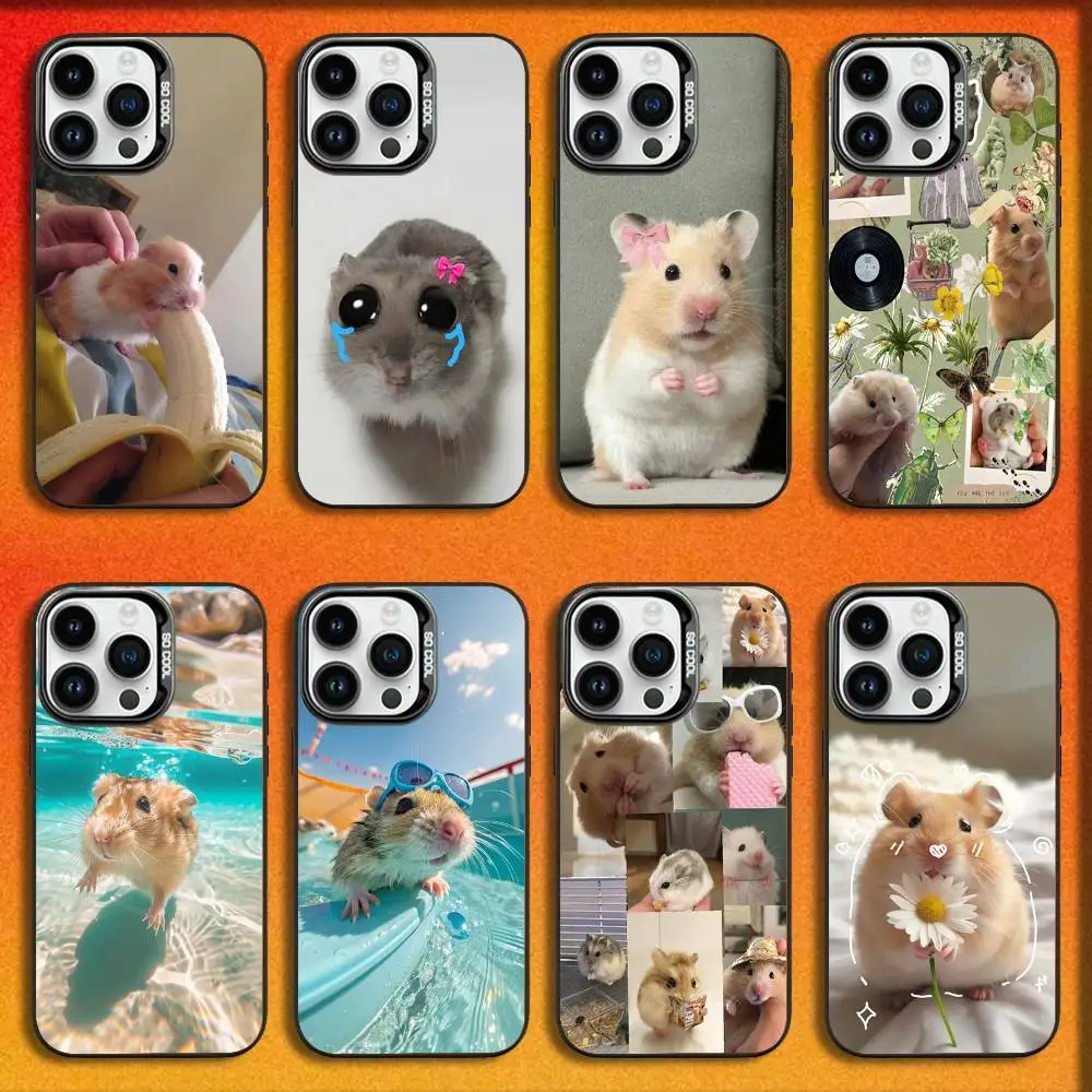 

Cute Funny Hamster Mouse Phone Case For iPhone 16,15,14,13,12,11,Mini,Pro,E,MAX Black Candy Matte Shockproof Cover