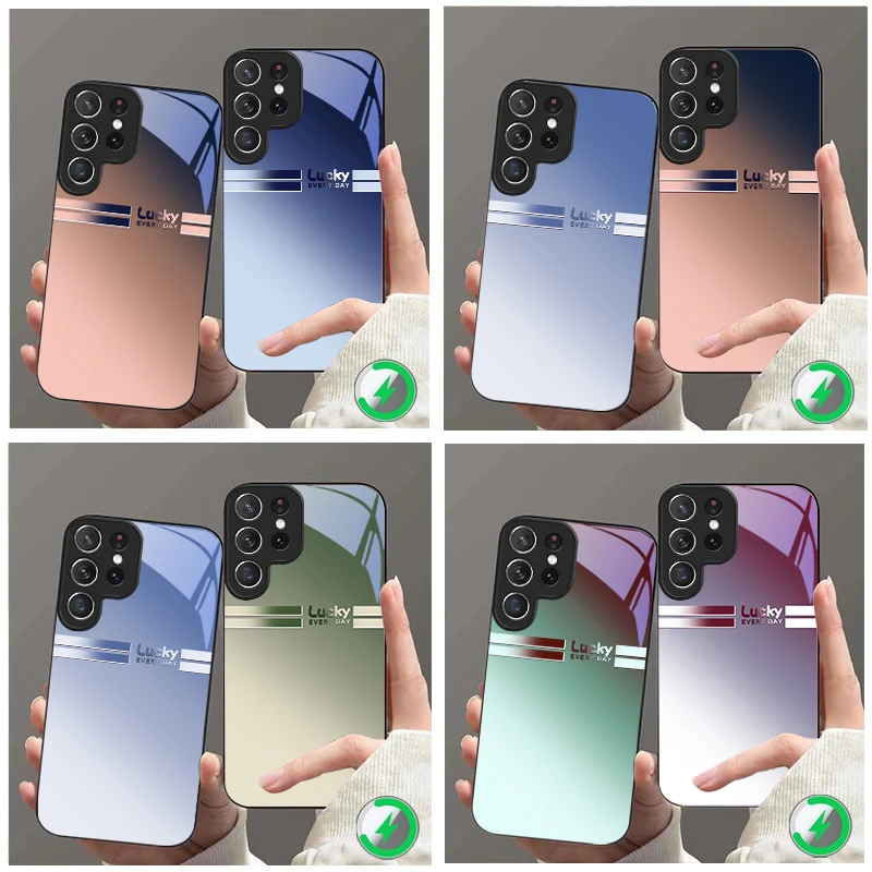 Purple Gradient Diagram Suitable For Samsung Galaxy S25 Ultra S20 FE S21 S22+ S23 Plus S24 S26 Edge magnetism Glass Phone Casee