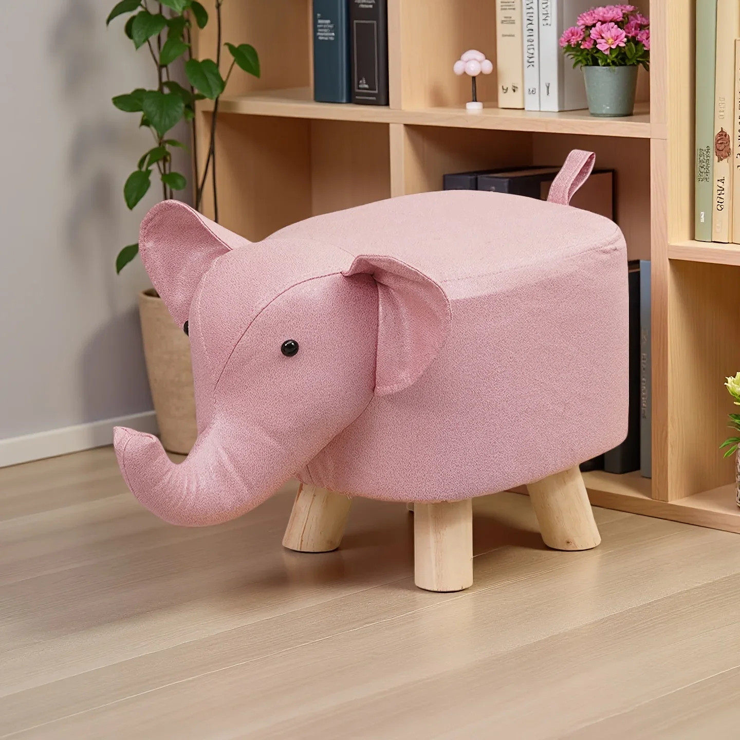 Solid Wood Small Stool Furniture Cartoon Elephant Design Cute Stool Chair Perfect for Living Room Office Decoration
