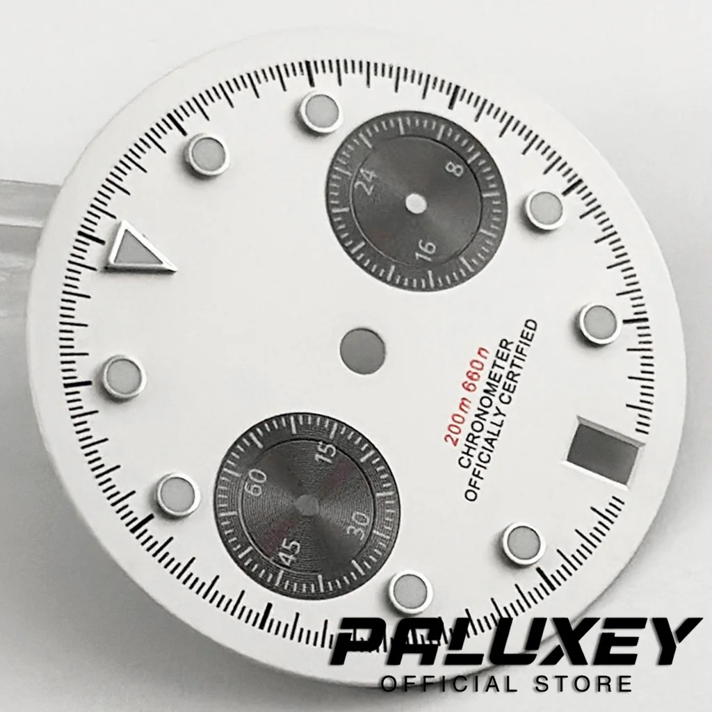 VK64 30mm Chronograph Dial Panda Dial Green Luminous Dial Fit For VK64 Date At 6 o'clock Quartz Movement Watch Accessorie