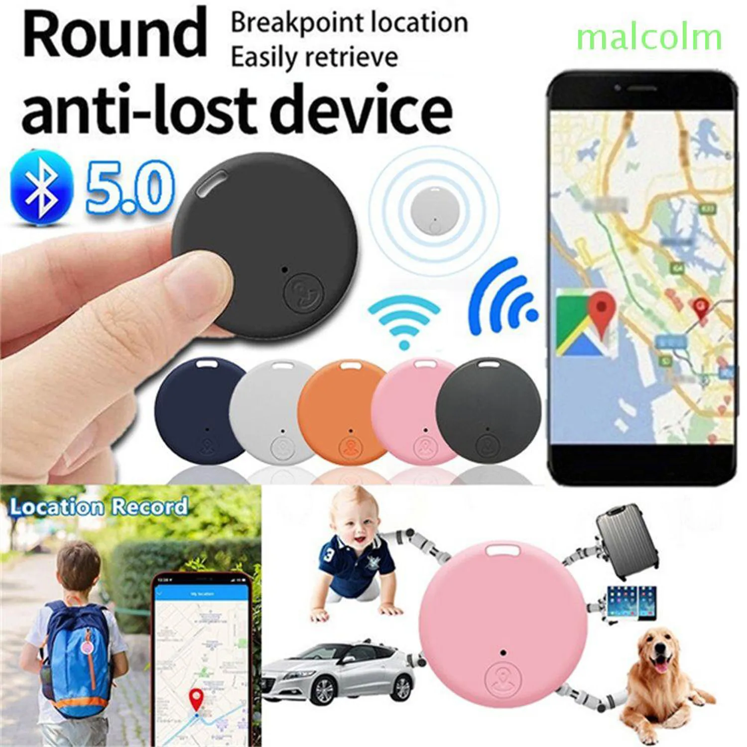 

Portable Mini GPS Bluetooth Anti Lost Tracker For Old Men Kid Pet Bluetooth 5.0 Mobile Key Round Tracking Smart Locato