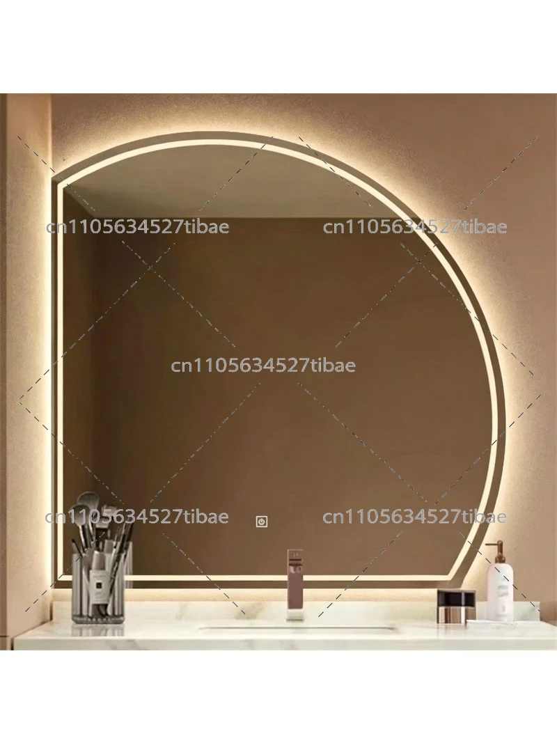Nordic Smart Semicircular Bath Mirrors Light Luxury Wall Mounted Vanity Mirror with Light Designer LED Makeup Mirror for Bedroom