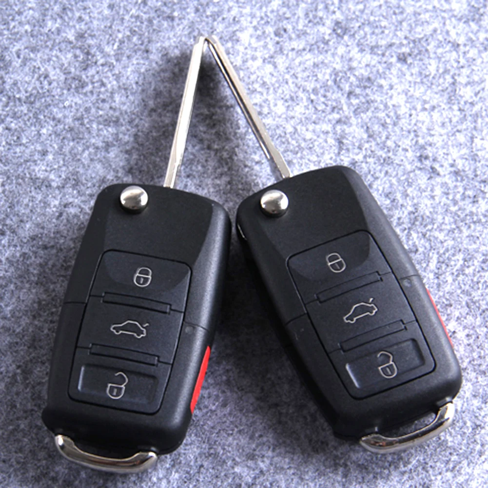 リモートカーキー折りたたみ式シェル、フリップカーキーケース、VWパサート2002-2005、ジェッタ、シャラン、トゥーラン、スティート、ボラ、4ボタンの交換