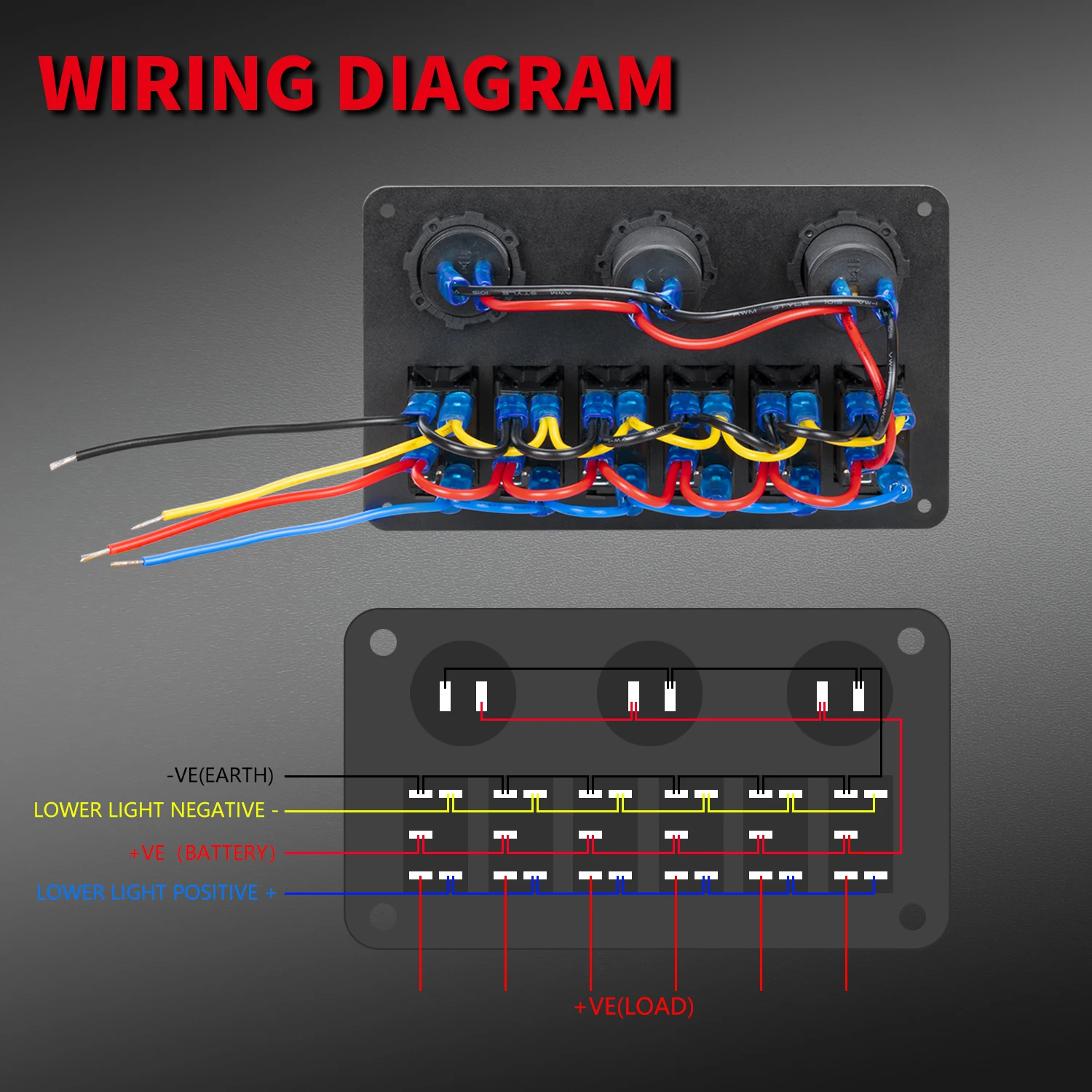 RV Waterproof Switch Panel 6 Gang 12V Rocker Switch Panel Car with USB Cigarette Lighter Socket Voltmeter For Marine Boat Truck