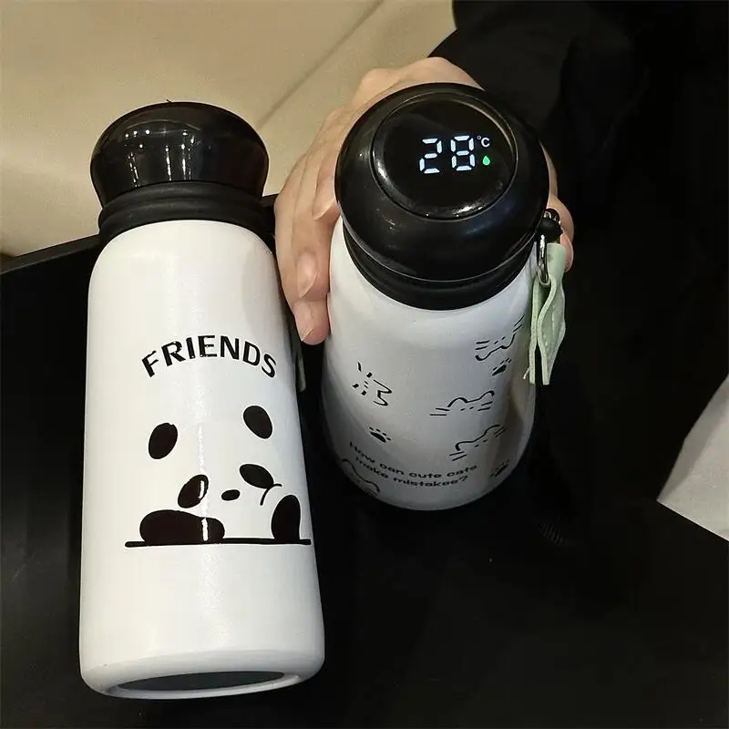 400ML Panda Stainless Steel Smart Thermos Mug LED Temperature Display Coffee Cup Keep Cold Heat Thermal Mug Travel Vacuum Flask