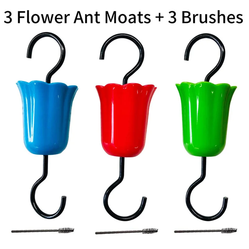 3 Packs Moat Hook Hummingbird Oriole Nectar Feeder Colorful Plastic Metal Feeding Station Parts Water Dispenser Outside The Bird