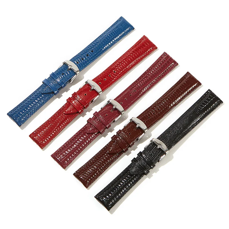 18mm 20mm 22mm 24mm Glossy Lizard Texture Leather Strap Softness Men Women Universal Wrist Watch Band Belt