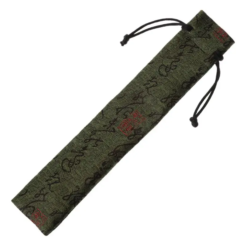 Chinese Calligraphy Style Decorative Folding Hand Fan Bag Dustproof Holder Protector Pouch Case Cover Gifts