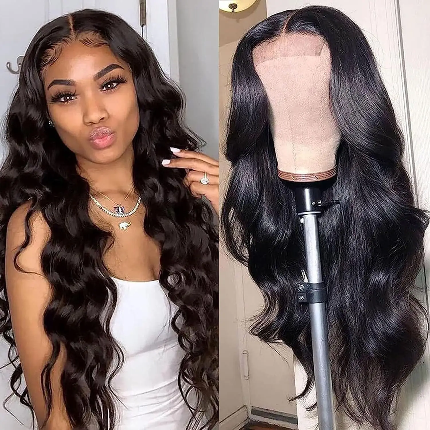 

28Inch 13x4 HD Transparent Lace Front Wigs Human Hair Pre Plucked Body Wave 200% Density Frontal Wigs Human Hair with Baby Hair