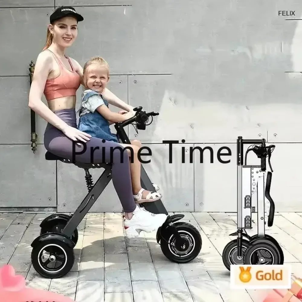 350W Lightweight folding electric scooter two parents and children,fashionable portable mini three-wheeled scooter with children