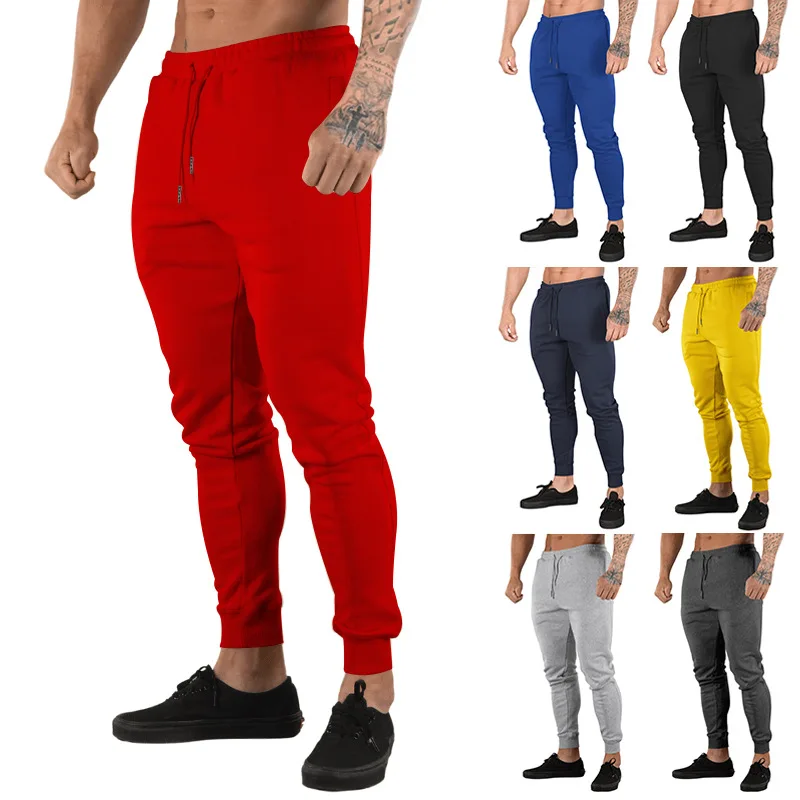 

2023 New Muscle Fitness Running Training Sports Cotton Trousers Men's Breathable Slim Beam Mouth Casual Health Pants