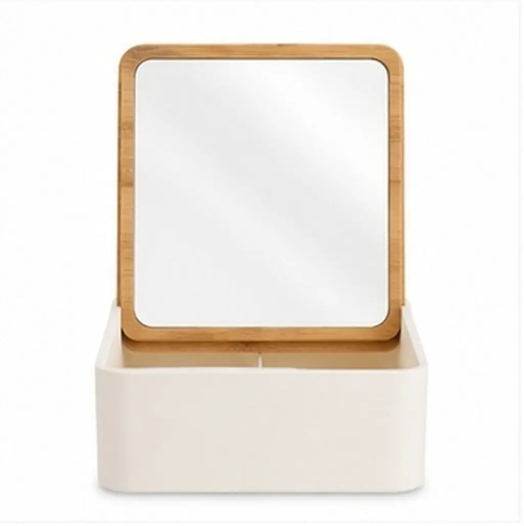 1Pcs Elegant Mini Mirror with Built-in Storage Box Portable Travel Makeup Mirror for Jewelry Hairpins Compact Gift